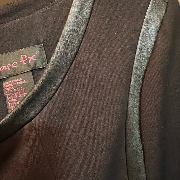 Shape FX Sheath Dress Faux Leather Trim Black Sz10 - Picture 10 of 10